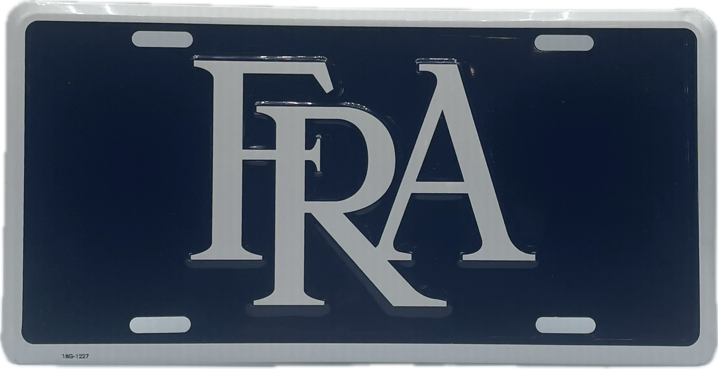 FRA License Plate-Navy/White