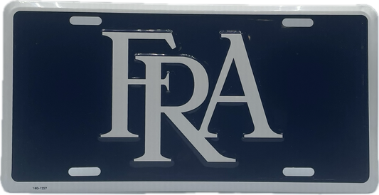 FRA License Plate-Navy/White